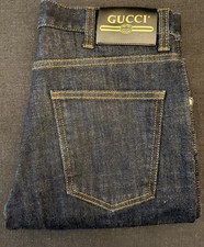 Gucci Dark Wash Denim Jeans with Logo Patch - Mens 29 x 30