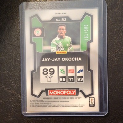 2026 Panini Monopoly Prizm Jay-Jay Okocha #82 Serial Numbered /500