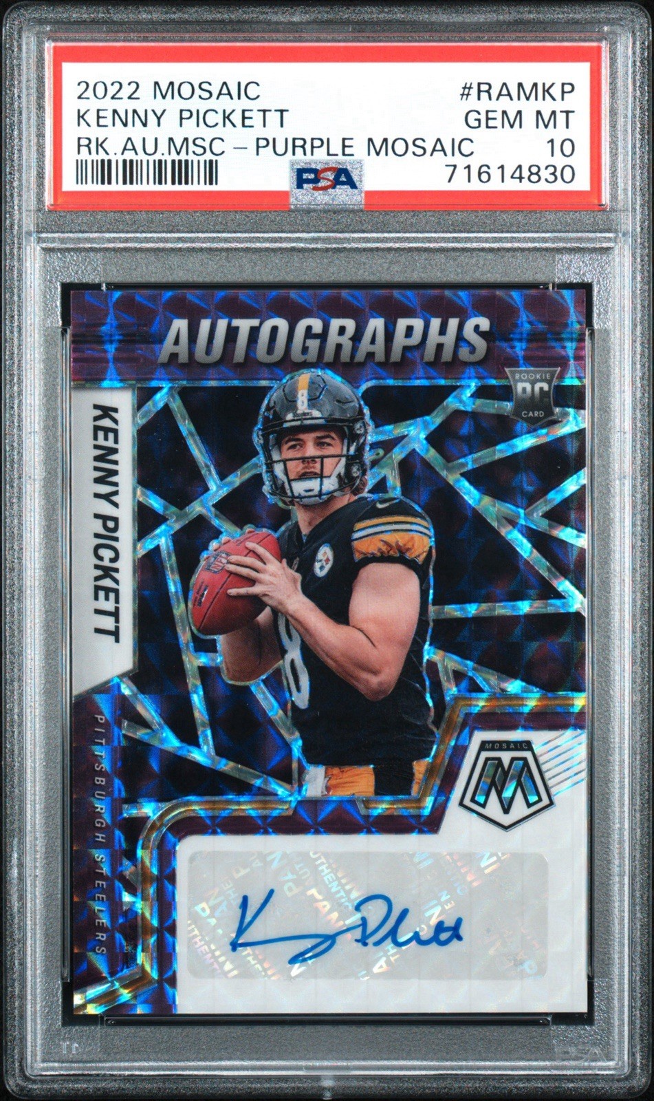 Kenny Pickett Panini Mosaic Rookie Autograph Mosaic #RAMKP Purple Mosaic