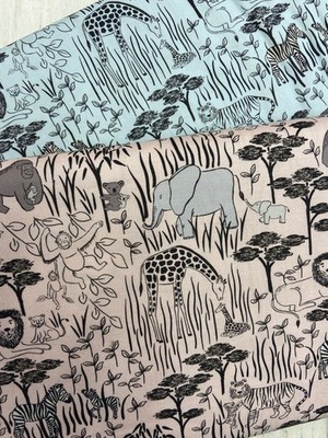 Lewis & Irene Special Delivery Wild Tiere & Babys Baumwollstoff von 1/2 M Baby
