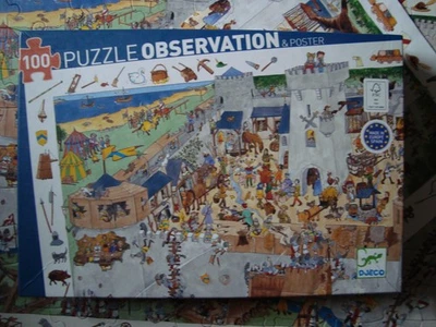 PUZZLE - SUCHPUZZLE OBSERVATION (100 Teile) DIE BURG + POSTER (Djeco) - Bild 1 von 3