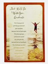 Graduation Card God Will Be With You Religious w/ Bible Verse DaySpring Card NEW