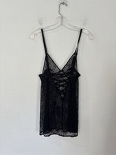 Victoria's Secret Black Lace Lace Up 2 Piece Lingerie Set, Size M