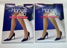 Lot of 2 Hanes Too Plus Collection Day Sheer Size 3Q Black & Nude Hosiery