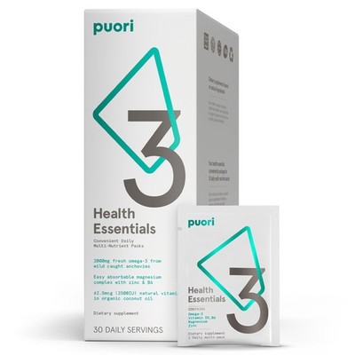 Puori P3 Health Essentials with Magnesium Zinc Complex, Omega 3 Fish Oil