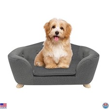SHAVI Modern Velvet Pet Sofa - Cozy Low Back Couch for Small Dogs & Cats, Grey