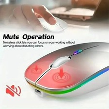 2.4GHz Wireless Optical Mouse USB Rechargeable RGB Cordless Mice For PC Laptop