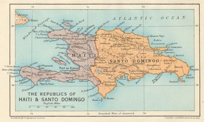 HISPANIOLA. Haiti & Santo Domingo (Dominican Republic) Vintage map 1931