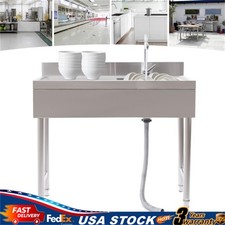 Commercial Sink Stainless Steel Kitchen Utility Sink 1 Compartment  Prep Table