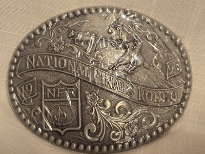 NFR 1990 pewterNational Finals Rodeo Buckle New in Shrink Wrap, PRCA, Las Vegas