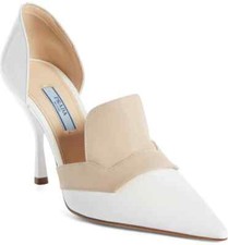 PRADA Open Side Loafer Bicolor Patent Leather Pump Size 39.5 / 9.5 1I232L $830