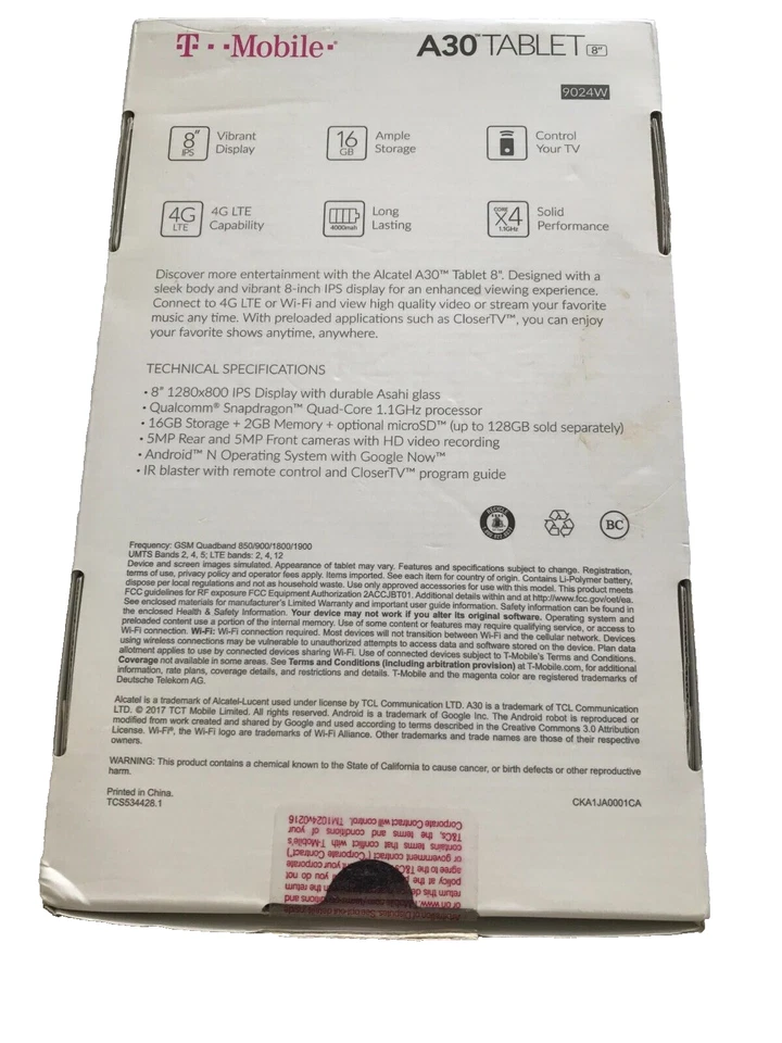 Alcatel A30  16GB (T-Mobile)               *** BRAND NEW IN SEALED BOX *** - Image 2 of 2