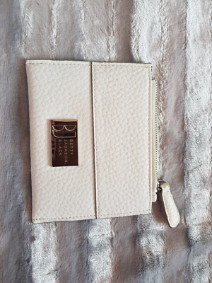 BETTY JACKSON BLACK beautifully lined white purse with shiny silver  branding