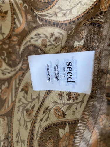 Seed Heritage Brown Paisley Print Shirred Waist Skirt Or Dress Size 10 12 EUC - Picture 5 of 5