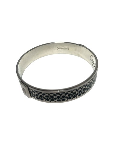 COACH Signature C Bangle Bracelet 1/2” Polished Silvertone. See Pics For Size - Picture 6 of 15