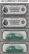  2 Two Dollar 1918 Federal Reserve Bank Note US CURRENCY STICKERS  Lot Of 2 