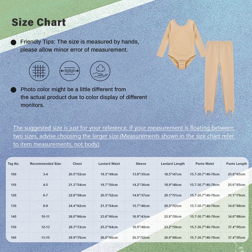 Kids Girls Activewear Practice Leotard With Pants Solid Color Training Costume - Foto 21 di 55