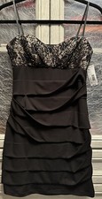 Strapless Black /Hazelnut Sequin Party Cocktail Dress  - Ruched Fitted  NWT!