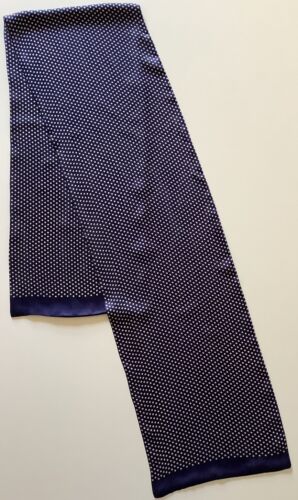* Sciarpa di seta vintage doppio strato design a macchie blu e bianche - Foto 1 di 2
