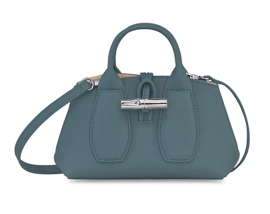 Longchamp Roseau XS Top Handle Mini Crossbody Satchel Leather Bag NWT Blue