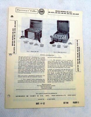 SAMS PHOTOFACT FOLDER MANUAL & SCHEMATIC REEL RECORDERS BRUSH BK-437 thr 443P