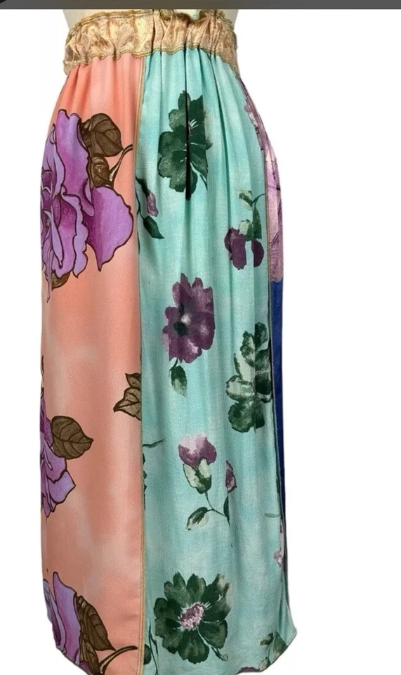 NOTHING MATCH Mujer Talla 1 Falda Larga Sedosa Cintura Elástica Floral Boho Foto 2 de 4