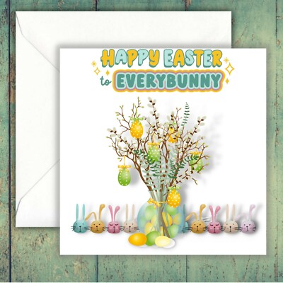 Grußkarte Ostern, Frohe Ostern Osterhase Ostereier Karte HANDARBEIT
