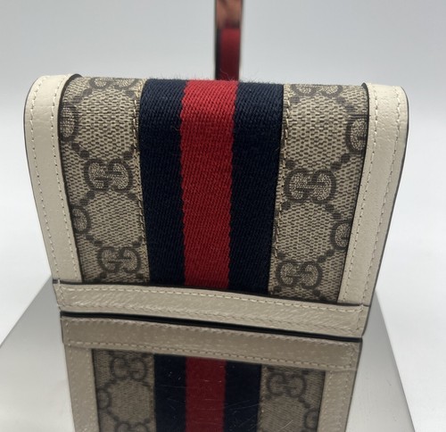 NIB Gucci GG Ophidia Ebony Supreme Coated Canvas White Trim Bifold Wallet 523155 - Picture 3 of 15