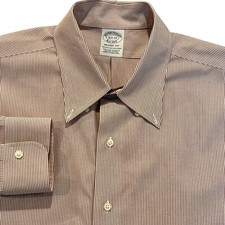Brooks Brothers 1818 Shirt Mens 16.5 33 Red Striped Button Down Long Sleeve