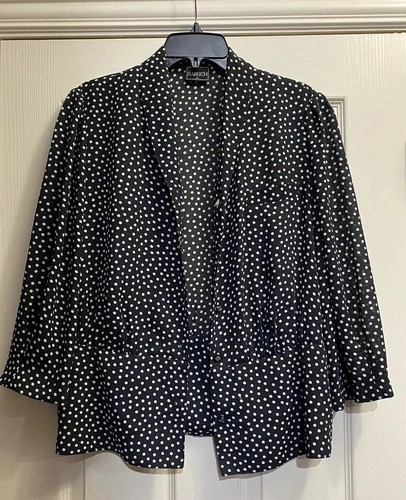 Blazer donna Baruch vintage anni 90 a pois giacca con bottoni/con cintura taglia 48 EU - Foto 1 di 14