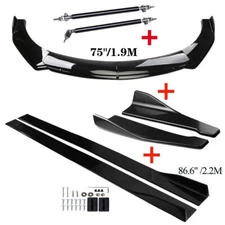 Glossy Black Front Bumper Spoiler Body Kit / Side Skirt /Rear Lip for Universal