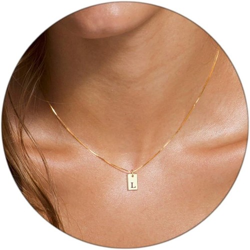 Dainty Gold Initial Necklace for Women - Personalized Name Letter Pendant Jewelr