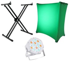 Rockville X Braced Keyboard Stand White Scrim Cloth DMX Par Can Wash Light
