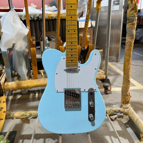 Tele Electric Guitar Mahogany Body Maple Fretboard Sky Blue Color In Stock