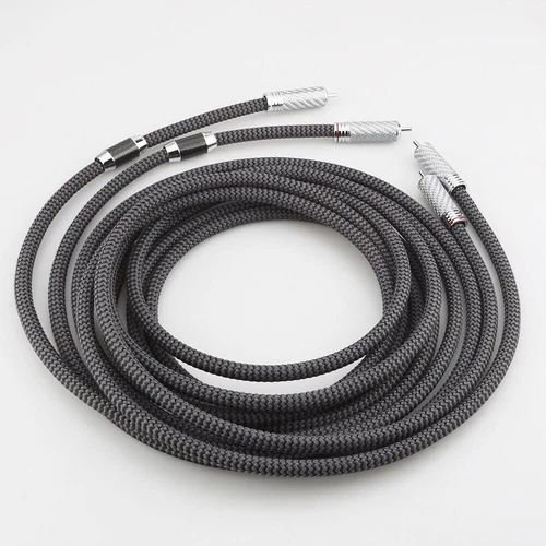 Pair Audiophile HiFi OCC Silver Plated Cable Carbon Fiber RCA Interconnect Cable - Picture 5 of 6