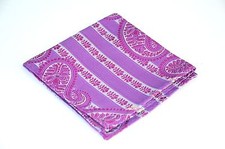 Lord R Colton Masterworks Pocket Square - Sannibel Amethyst Stripe Silk - New