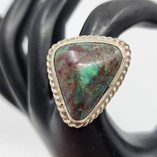 Vintage Mexico Sterling Silver Chrysocolla Ring Size 8