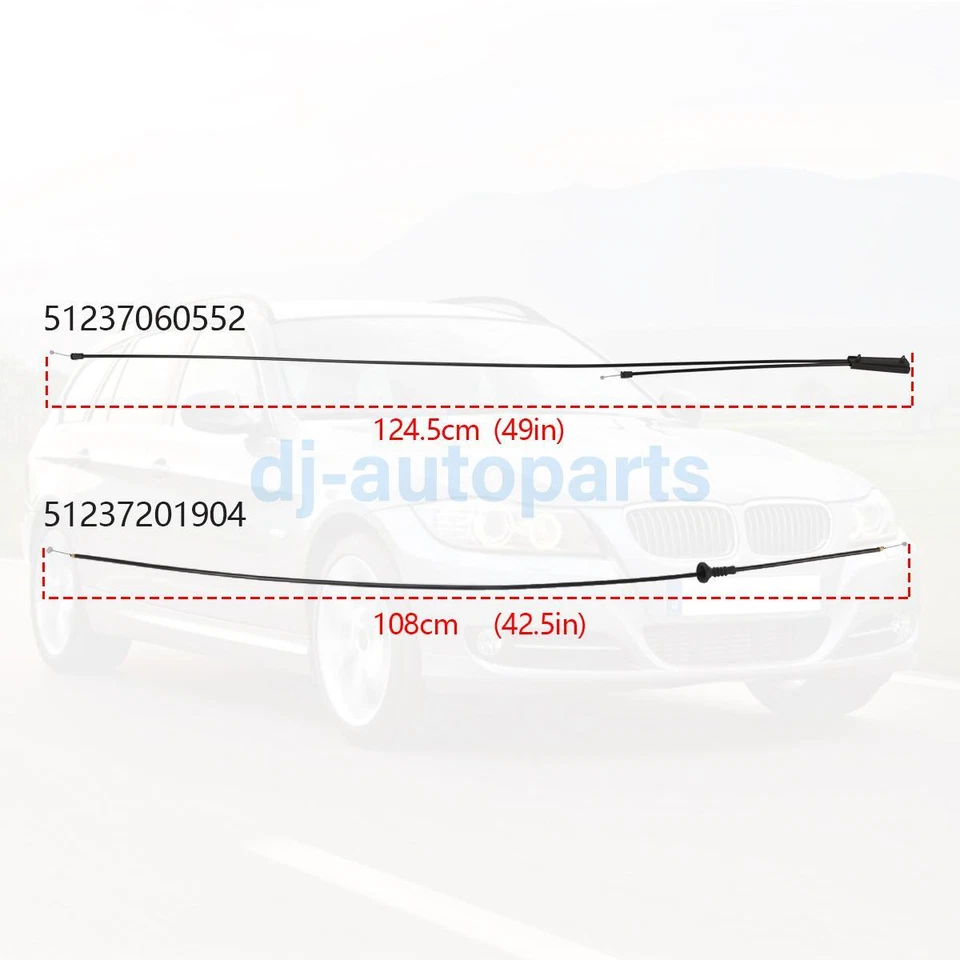 Кабель спуска замка замка переднего + заднего капота для BMW 328i 335i 335is M3 323i 2 шт. - Изображение 3 из 4