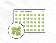 1151~~Single Dollar Bill Money Payday Planner Stickers.