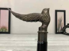 Bird Handcrafted Walking Stick: Solid Brass Handle, Convenient 3-Fold Design -