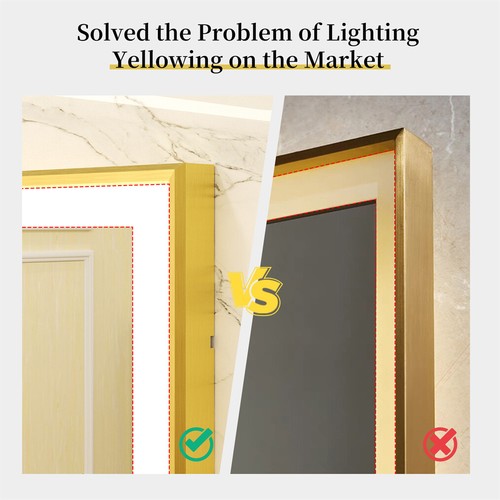 Large LED Bathroom Wall Mirror Gold Frame Demister Touch Control Anti-fog Mirror - Picture 13 of 22