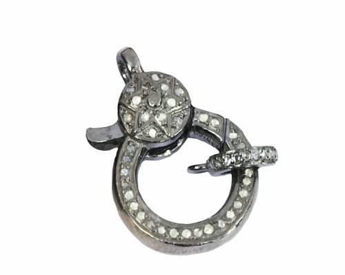 Pave Diamond Lobster Clasps 3Pc 925 Silver Necklace Jewelry Findings Wholesale. - Picture 6 of 12