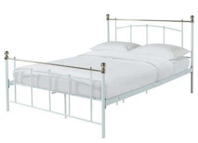 HOME Yani Small Double Metal Bed Frame - White | Classic Underbed Storage