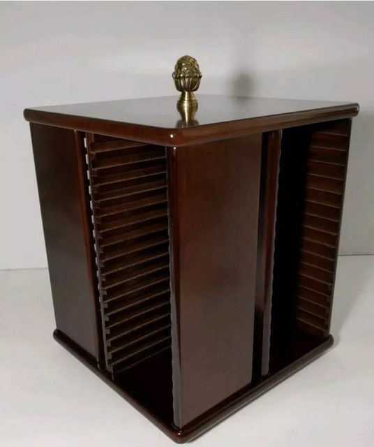 Bombay Company Mahogany Finish 64 Cd Carousel Holder Organizer For