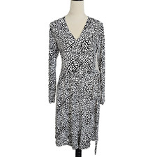 Banana Republic Dress M Womens Stretch Faux Wrap Abstract Floral Career New