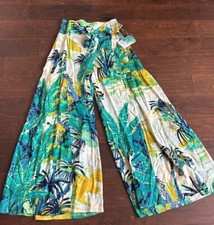 True Destinations Flare Pants Beach Coverup sz M New Tropical Palm Trees New