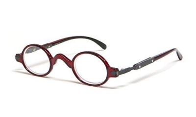 Calabria R314 Unisex Vintage Professor Oval Reading Glasses in Crystal Red +3.25