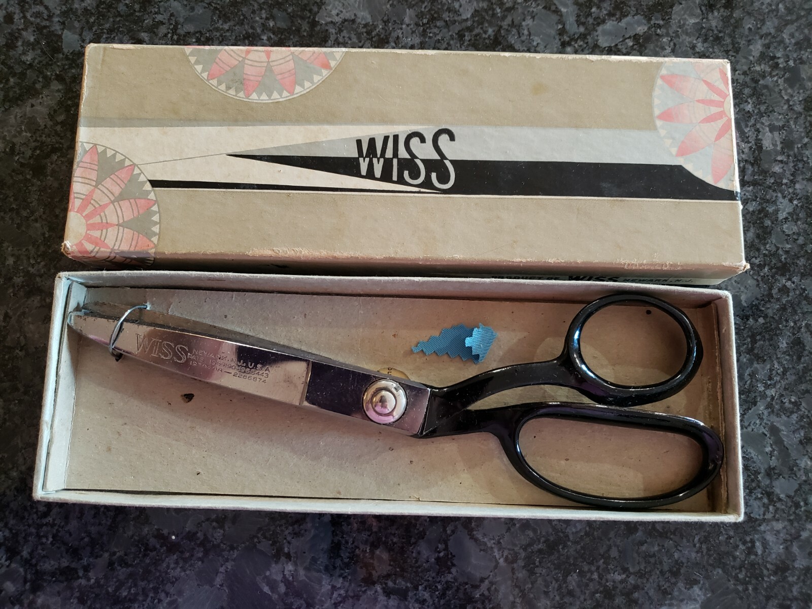 Vintage Wiss Pinking Shears Black Handle Model C Full Nickel in