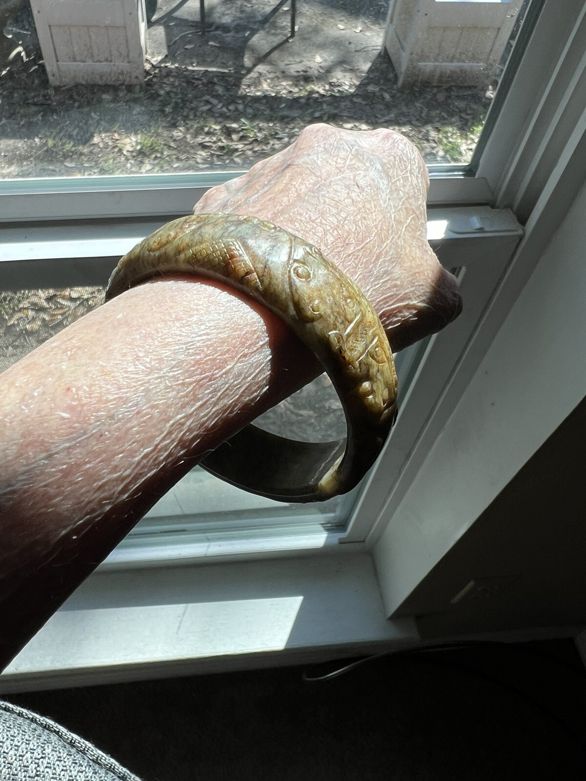 carved solid stone bangle bracelet #1 - image 5