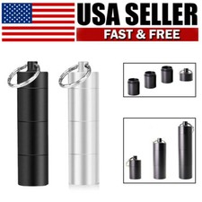 2PCS MIni Waterproof Medicine Pill Box Case Bottle Holder Container Keychain USA
